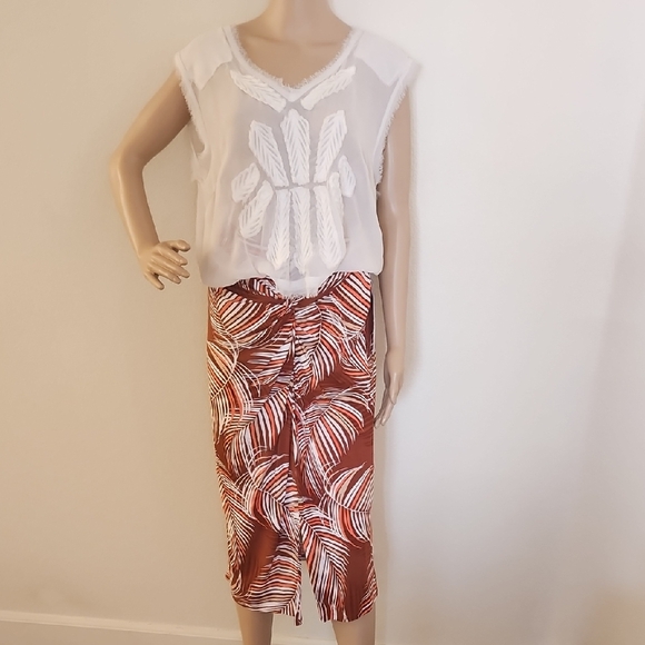 Liz Claiborne Tropical Print Midi Skirt size M - Picture 4 of 10